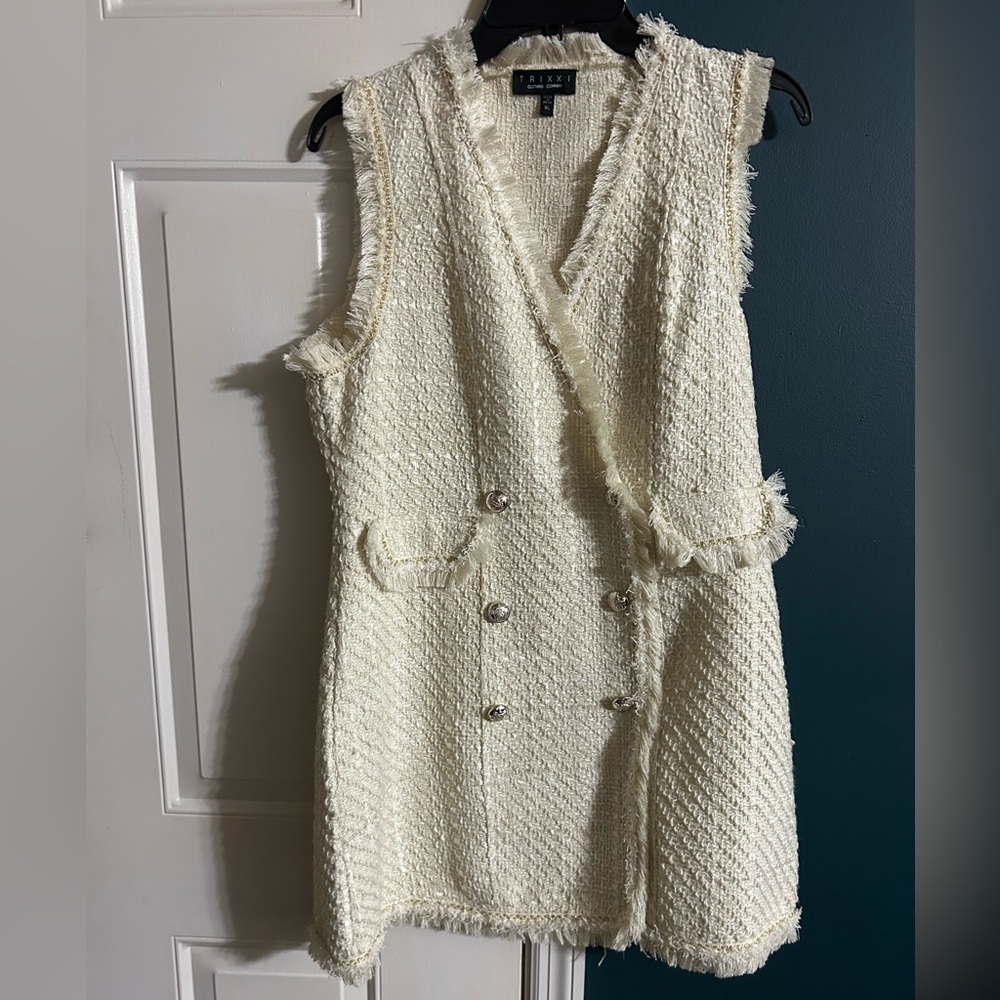 Cream Tweed Vest Dress Size XL